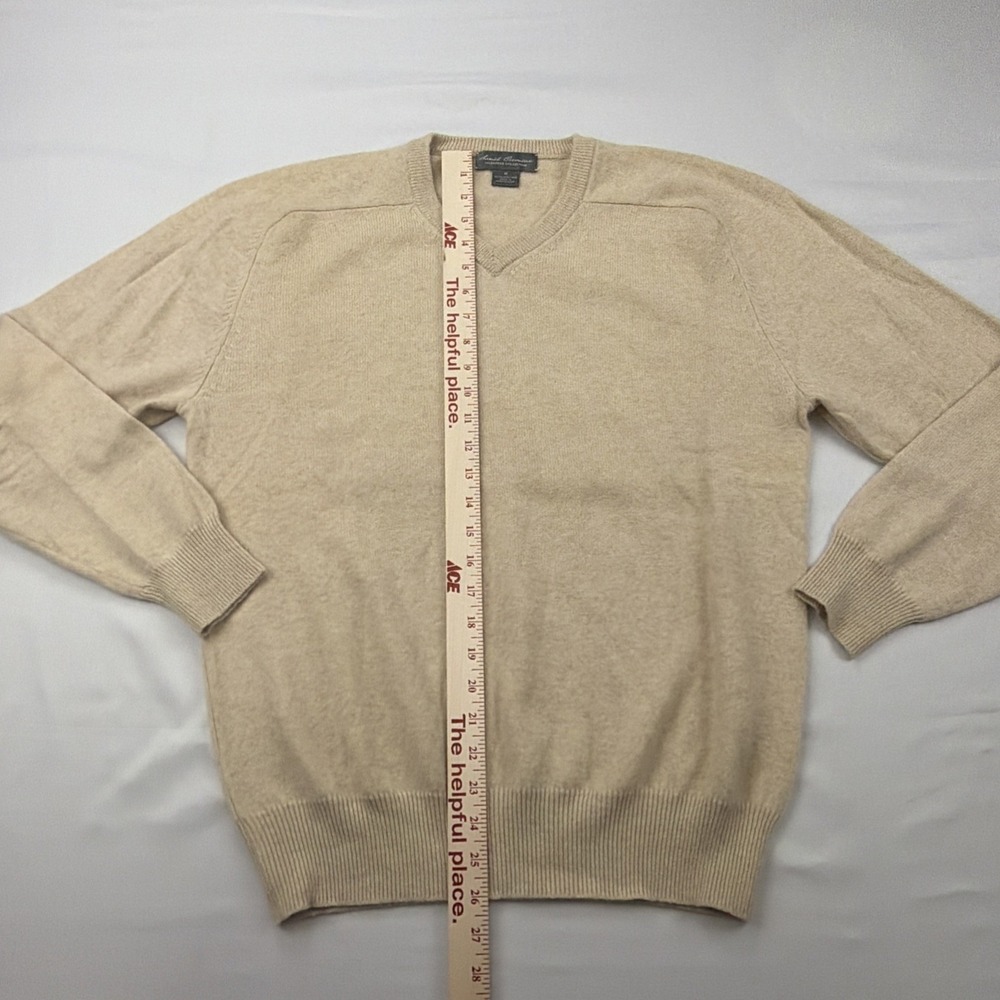 Daniel Cremieux Sweater Mens M Tan V-Neck Pullover Cashmere Classic Tight-Knit - Picture 5 of 10